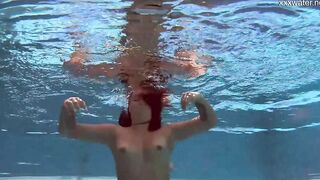 Chubby Bae Puzan Bruhova swims nude inside the pool