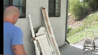Big Tit Blond Woman has Anal Sex with Poolboy