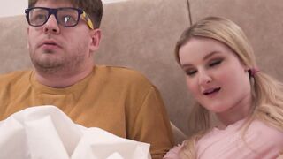 DEVIANTE - Blonde Cutie Offer Hand Job Under The Covers Before Getting Screwed by Roommate
