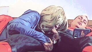 Supergirl blows Spiderman