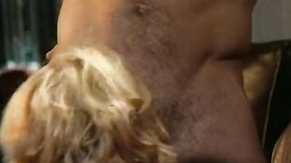 Blonde decided to try wild sex with 2 turned on fellows together