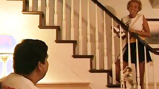 Blonde decided to try wild sex with 2 turned on fellows together