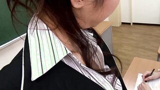 Hardcore Japanese full-length clip of a young woman with a very bushy snatch fucking several guys