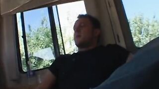 Sex group sex with some kinky cunt with mouth blowing and fucking penis inside a camping van