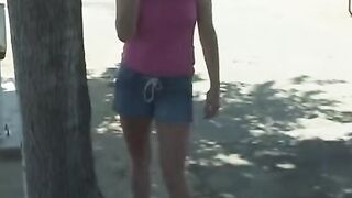 2 slutty blondes got nailed rough by a group of dudes into a camping van