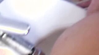 Exclusive dildo with masturbation sex tape and camera into the toilet, pointing to Emma's clit