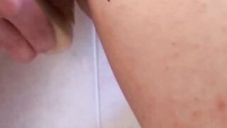 Exclusive dildo with masturbation sex tape and camera into the toilet, pointing to Emma's clit