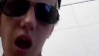 Exclusive dildo with masturbation sex tape and camera into the toilet, pointing to Emma's clit