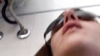 Exclusive dildo with masturbation sex tape and camera into the toilet, pointing to Emma's clit