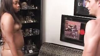 Slutty african bimbos takes toy and 2 dicks inside her house
