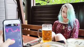 Remote orgasm control of my Stepsister into Pub!