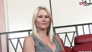 Blonde huge hooters amateur MILF tries porn casting
