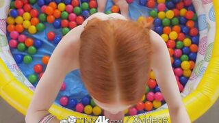 Tiny4k Tiny breasted redhead Dolly Little boned after ball pit fun