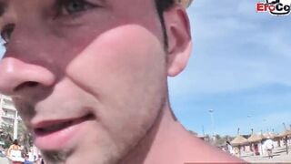 German Barely Legal anal pick up at beach for 3some ffm