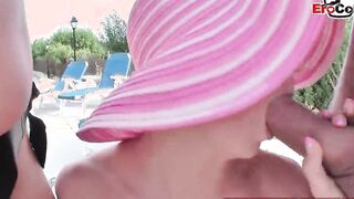 German Barely Legal anal pick up at beach for 3some ffm