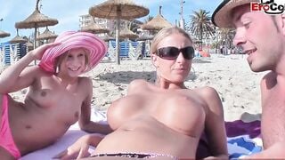 German Barely Legal anal pick up at beach for 3some ffm