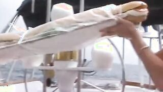 Hottie blonde turns around and gets her snatch and butt licked from behind