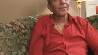 Vulgar dark hair ride a big rough cock on couch then swallows