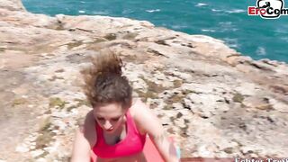 German amateur young woman tries outside sex