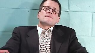 Dark Haired young thing suck and banged! lusty professor on desk