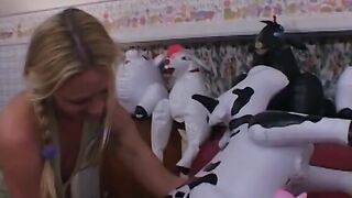 Nasty bro was walked into on some usual affair by curious blonde teenagers
