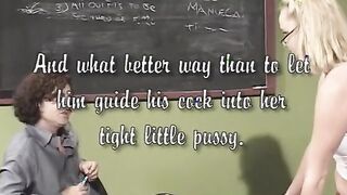 Vulgar professor keeps blonde student hoe after class to banged!