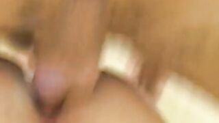 Lusty blonde give oral sex and gets double penetrated by studs inside bed