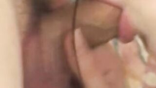 Young whore give bj to stud while getting nailed doggy style by an mature guy