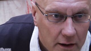 Young blonde blows off grandpa and swallows his cum after a Hot boned