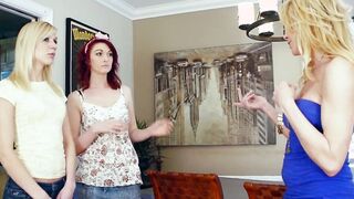 older mom housewife teaches 2 young 19 year old to dyke fucking