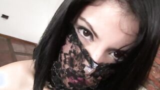Dark Haired Ivanna Banny masturbates alone with huge vibrators