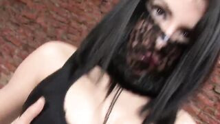 Dark Haired Ivanna Banny masturbates alone with huge vibrators