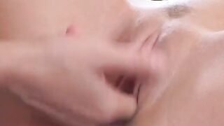 Young blonde Cutie fingering and licks a soak twat into the kitchen
