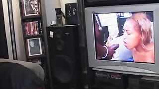 Curvy ebony bitch into fishnet body gets doggy style action