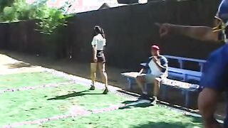 Sexual young thot blows 2 rough dicks while getting plowed