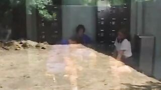 Sexual young thot blows 2 rough dicks while getting plowed