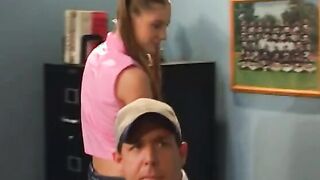 Barely legal hoe blows on 3 rough dicks at the same time