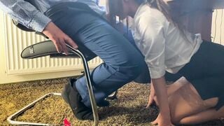 my homemade secretary giving the boss a head under the desk