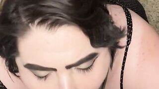 point of view Amateur BBW Dick Bimbo Drooling into Spider Gag
