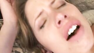 Bro stretched 19 yo's lips to lick it carefully