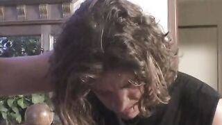 Freaky longhaired guy proposed young dark hair dumb babysitter to make nice with his rough pole