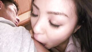 Young Japanese lawyer has sex with client into the office and lets him come on her
