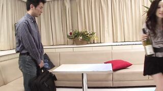 Japanese teens women wakes up her stepfather with her mouth sucking off his penis and makes him