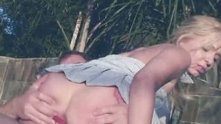 Blonde teens gets banged! inside her ass by her first date outdoors! Booty nailed! Twat, soak