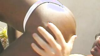 Monique gets creamed after rides cock into butt and cunt and giving FELLATIO