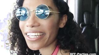 Fucking 3 hitchhiking girlfriends into a row
