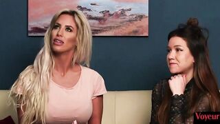 cougar and Hot duo talk crazy and tease their wanker