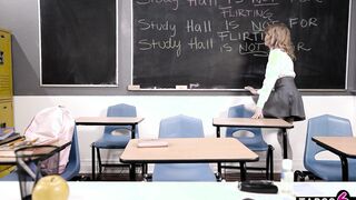 18 Yo school girl Lola Fae asked for extra detention time with her huge penis professor