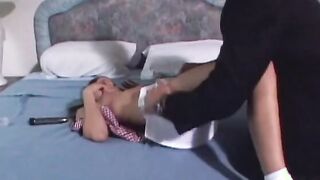 Bald twat perky breasted skank loves to got a long penis fucking her doggy style