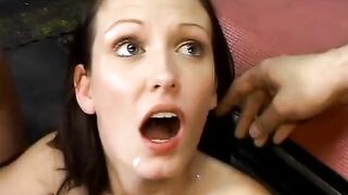 2 service technicians drill stunning dark hair inside the garage